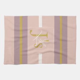 Customized Blush Pink Gold Stripe Monogram Chic Geschirrtuch