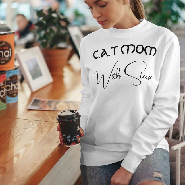 Customized Cat Mom Black Script Funny Pet Lover Sweatshirt (Von Creator hochgeladen)