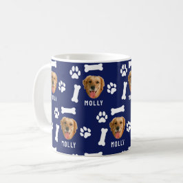 Customized Dog Pet Photo & Name Navy Blue Kaffeetasse