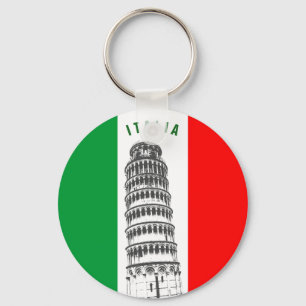 Customized Leaning Tower of Pisa and Italian Flag Schlüsselanhänger
