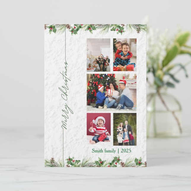 Customized Merry Christmas Photo Card Feiertagskarte (Stehend Vorderseite)