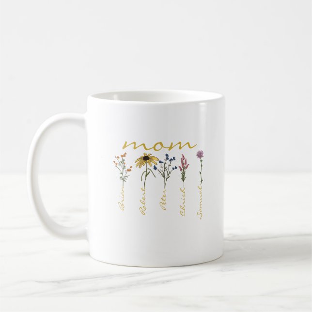 Customized mom children name flower kaffeetasse (Links)