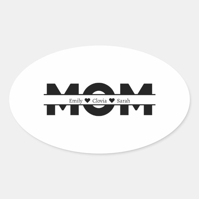 Customized mom children name ovaler aufkleber (Vorderseite)