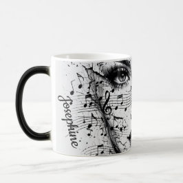 Customized Music Sheet Face Art Black White Artist Verwandlungstasse