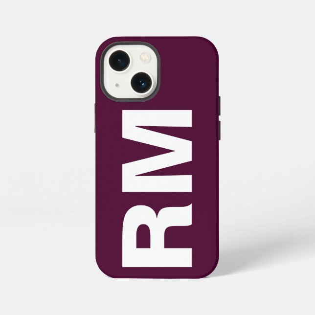Customized Name Stylish Modern Elegant Wine Colour iPhone 13 Mini Hülle (Rückseite)
