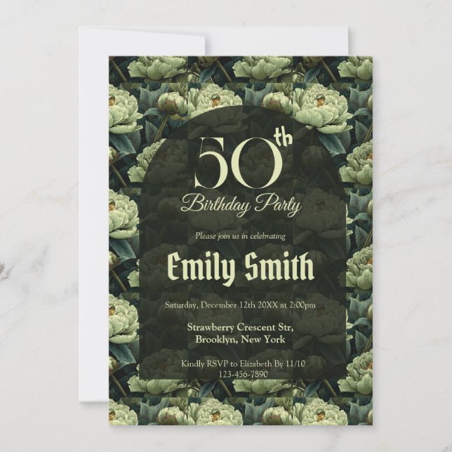 Customized Peonies Inspired Women Birthday Einladung (Vorderseite)