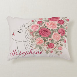 Customized Pink Rose Floral Hair Woman Elegant  Dekokissen