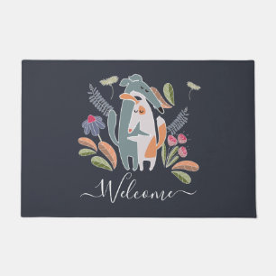 Customized Podenco and Galgo Dog Together Navy Fußmatte