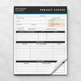 Customized Project Status Report Template Notepad Notizblock