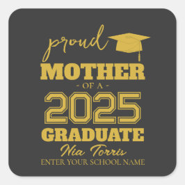 Customized proud mother of a graduate 2025 quadratischer aufkleber