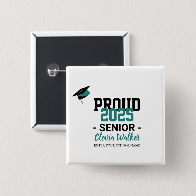 Customized proud school senior graduate button (Vorne & Hinten)