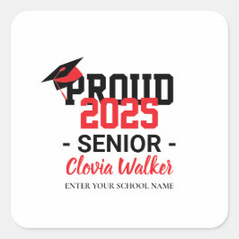 Customized proud school senior graduate quadratischer aufkleber