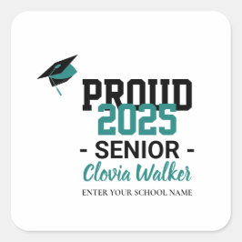 Customized proud school senior graduate quadratischer aufkleber