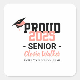 Customized proud school senior graduate quadratischer aufkleber
