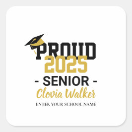 Customized proud school senior graduate quadratischer aufkleber