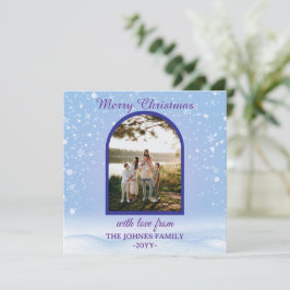 Customized Purple Merry Christmas Photo  Feiertagskarte