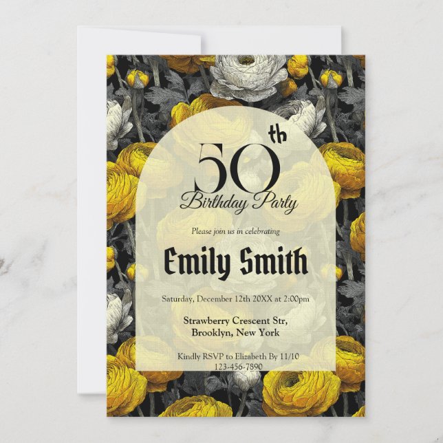 Customized Ranunculus Luxury First Birthday Gift Einladung (Vorderseite)