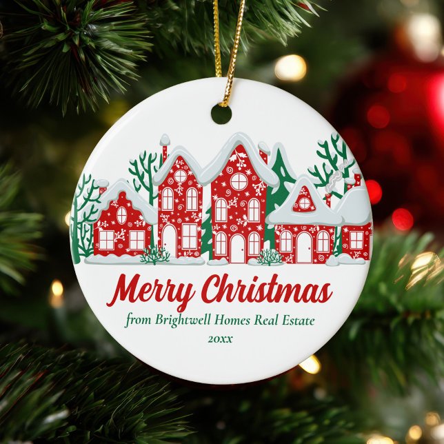 Customized Real Estate Company Merry Christmas Keramik Ornament (Von Creator hochgeladen)