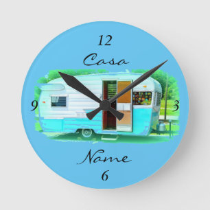 Customized Retro Vintage camper caravan Runde Wanduhr