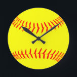 Customized Softball Runde Wanduhr<br><div class="desc">Customized Softball Design... t-shirts and gifts can be customized by adding text to the design,  or worn as shown!</div>