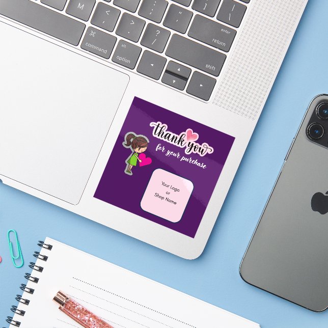 Customized Thank You Card for Your Purchase Labels (Laptop mit iPhone)