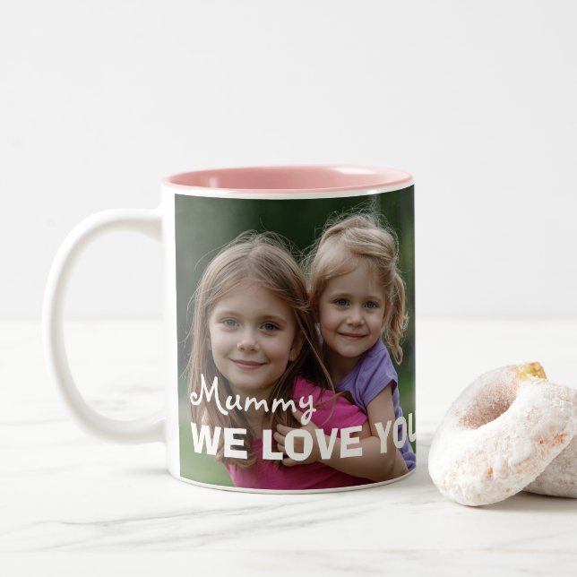 Customized with 2 and text zweifarbige tasse (Mit Donut)