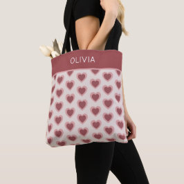 Customized Y2K Heart in Bordeaux Pink Retro Tasche