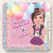 CustomSweet 16 Karikatur Einladung mit Balloons