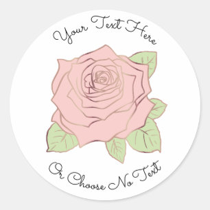CustomText/ Elegante Rosa Rose Romantischer Chic Runder Aufkleber