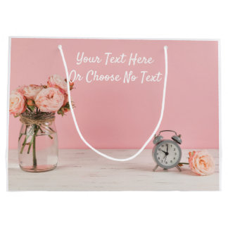 CustomText Rustikales Shabby Chic Romantisches Ros Große Geschenktüte