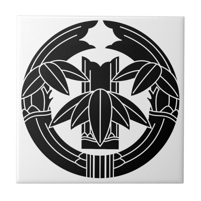 Cut bamboo in embracing bamboo leaves fliese (Vorderseite)