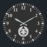 Cut bamboo in embracing bamboo leaves große wanduhr<br><div class="desc">This kamon is called "Daki take ni kiri take" in Japan.</div>