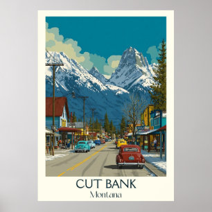 Cut Bank Montana Vintag Glacier Gateway Art Poster