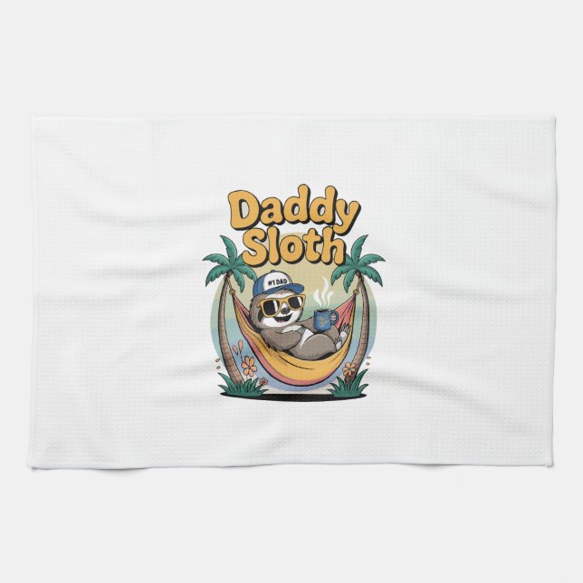 Cut Daddy Sloth Father Geschirrtuch (Horizontal)