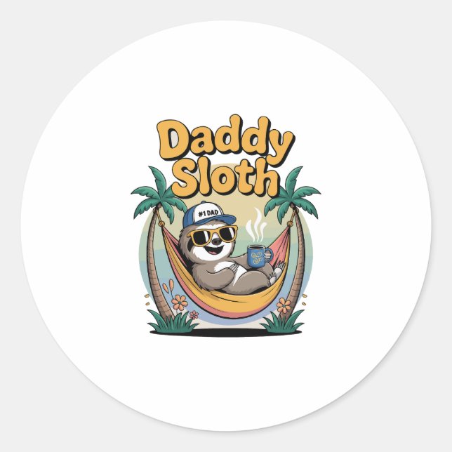 Cut Daddy Sloth Father Runder Aufkleber (Vorderseite)