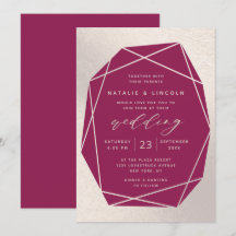 Cut Gemstone Magenta & Champagne Pink Foil Wedding