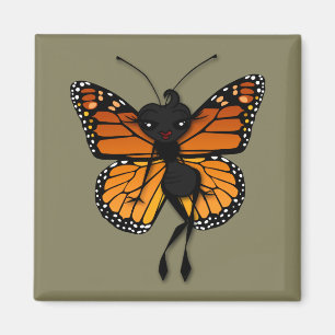 CUT MONARCH BUTTERFLY DAME CARRÉ MAGNET