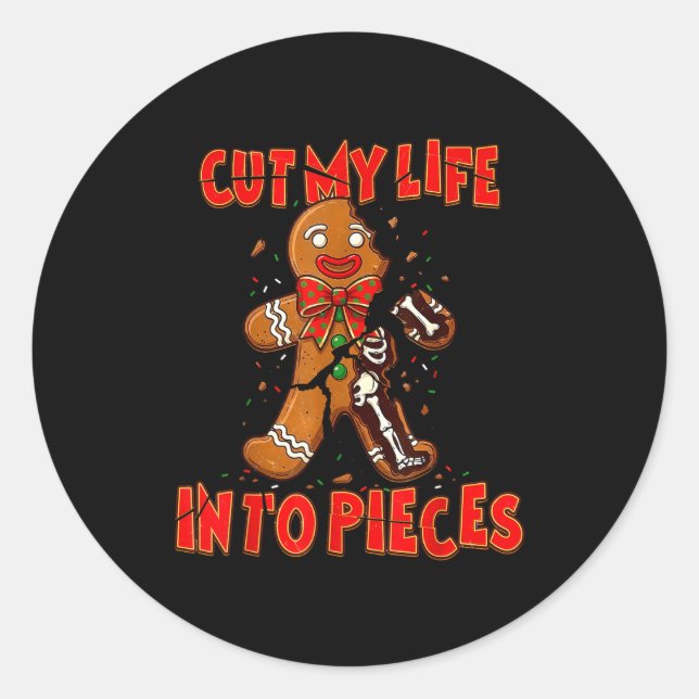 Cut My Life Into Eces Gingerbread Christmas Elder  Runder Aufkleber (Vorderseite)