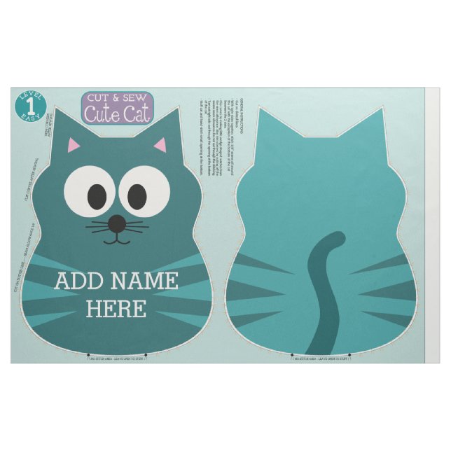 Cut & Sew Niedliche Katzengestopfte Tiermuster Stoff (Fat Quarter (45,7 x 55,9 cm))