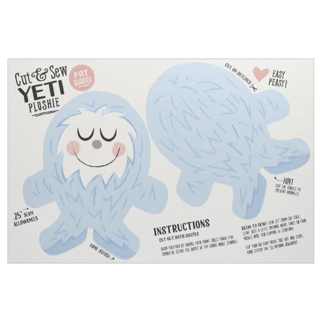 Cut & Sew Yeti Fabric - Fun DIY Plush Stoff (Fat Quarter (45,7 x 55,9 cm))