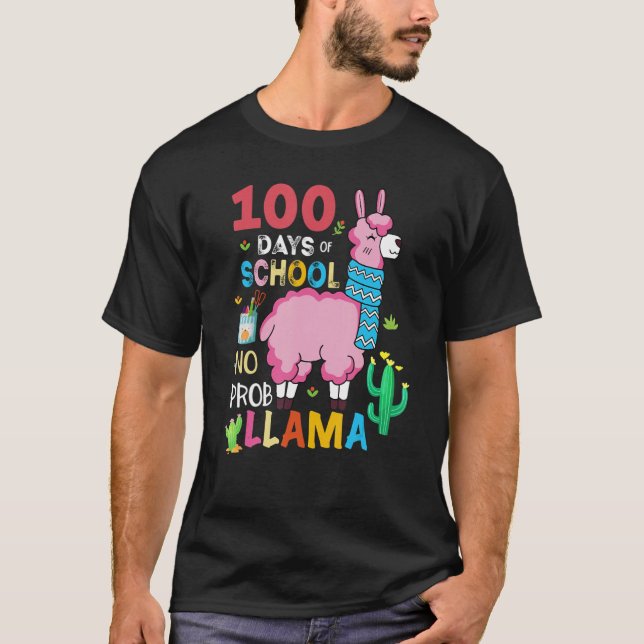 Cute 100 Days Of School No Prob-llama Llama Teache T-Shirt (Vorderseite)