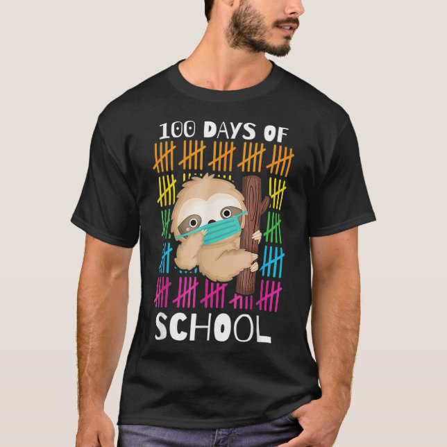 Cute 100 Days Of School Sloth Face Mask Virtual Te T-Shirt (Vorderseite)