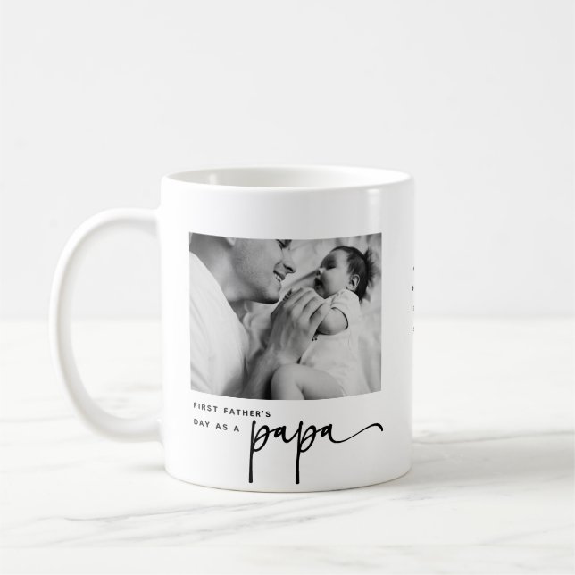 Cute 1st Father's Day, Papa Photo Collage Kaffeetasse (Links)