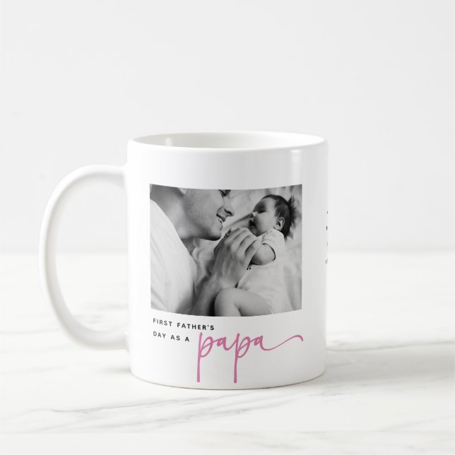 Cute 1st Father's Day, Papa Photo Collage Kaffeetasse (Links)