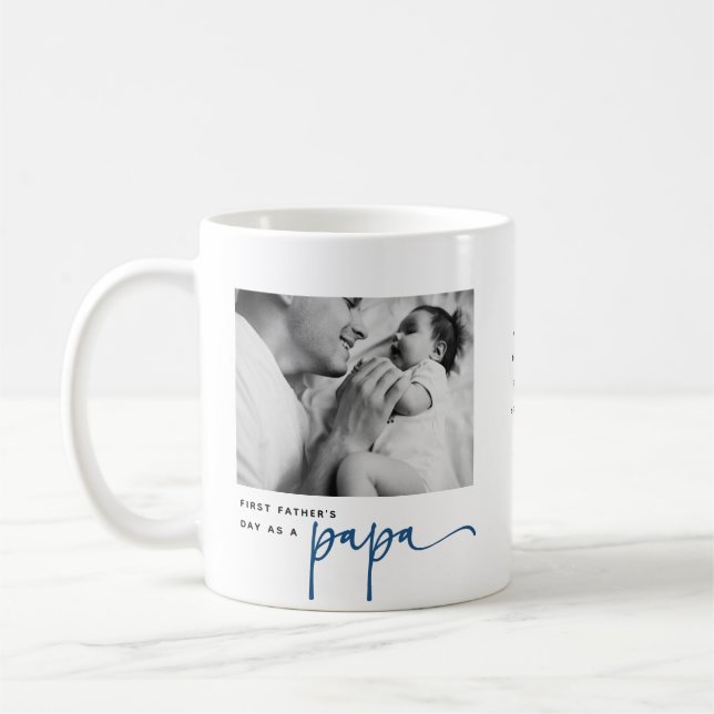 Cute 1st Father's Day, Papa Photo Collage Kaffeetasse (Links)