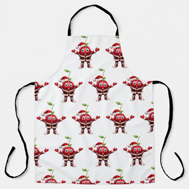 Cute 3D Christmas Cherry Fruit Pattern Apron Schürze (Vorderseite)