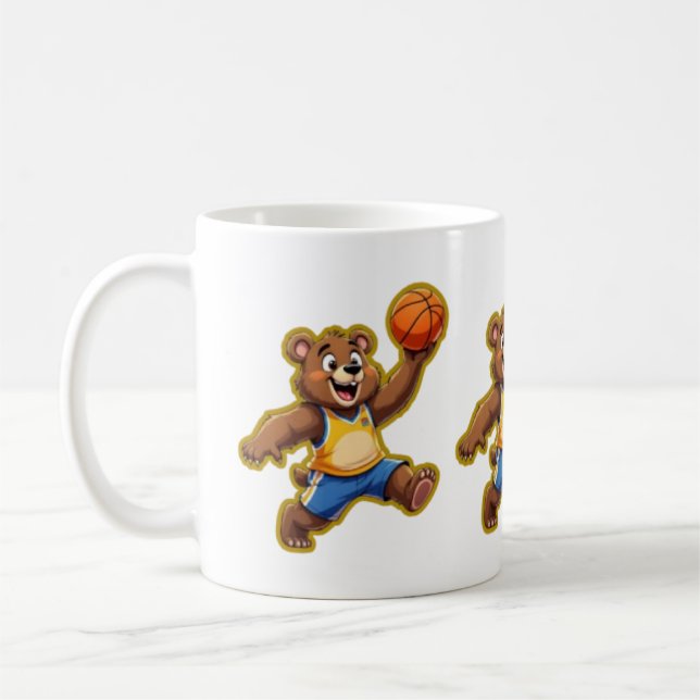 Cute 3D Teddy Bear Playing Basketball – Adorable S Kaffeetasse (Links)