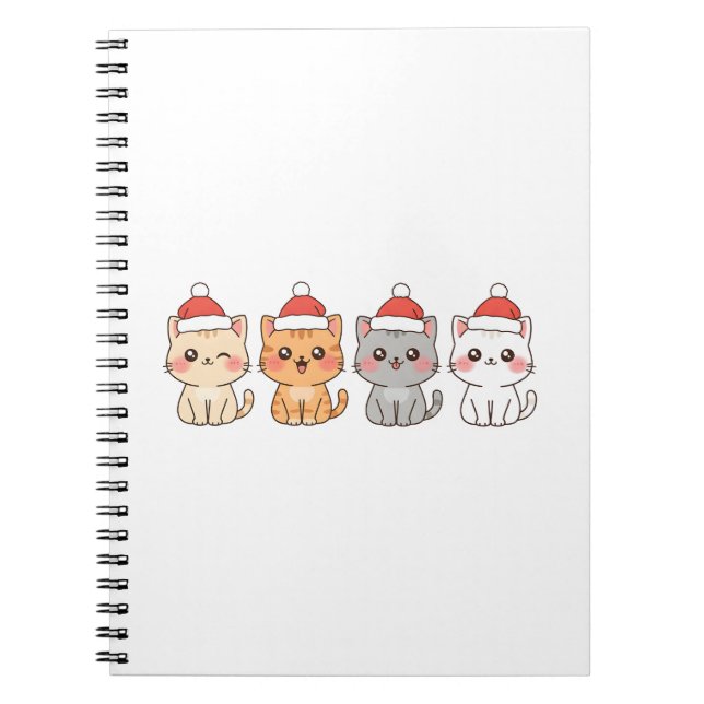 Cute 4 Kawaii Cats Christmas Design – Holiday Pet  Notizblock (Vorderseite)
