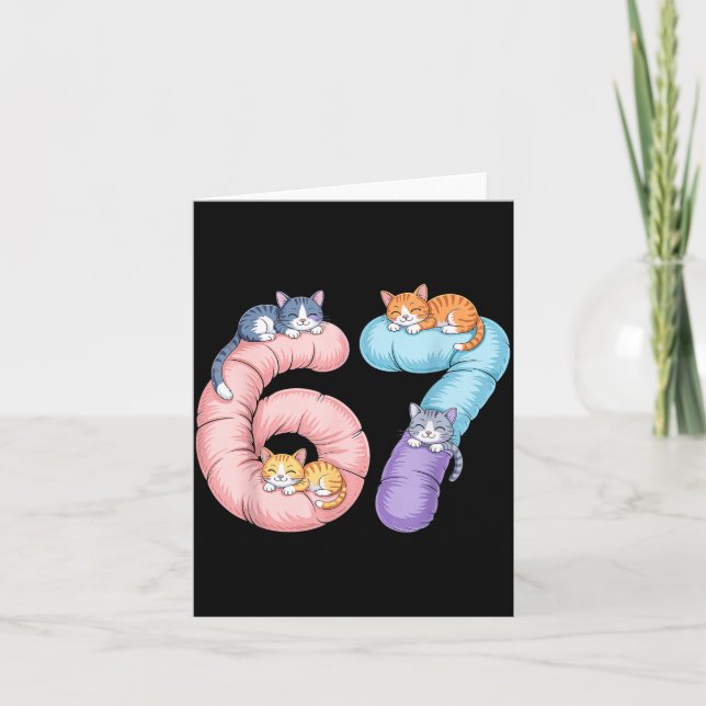 Cute 67 Cat Meme Design  Karte (Vorderseite)