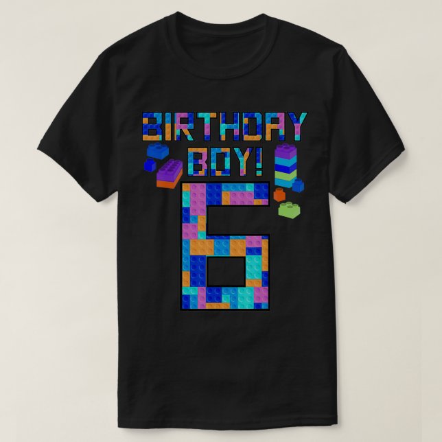 Cute 6th Birthday Gift 6 Years Old Block Building  T-Shirt (Design vorne)